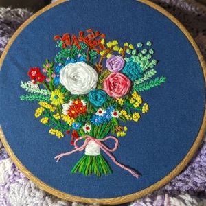 Embroidered flower decor